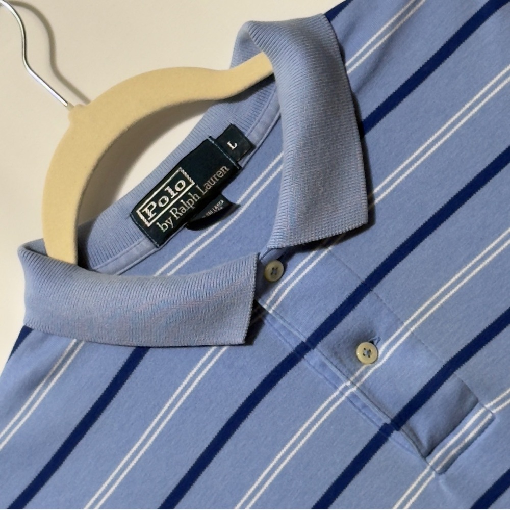Polo by Ralph Lauren Men's Blue Striped Shirt Size L ~ Excellent